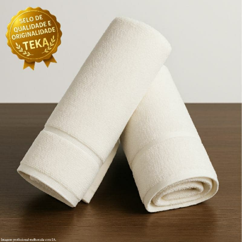 Kit 2 Tapetes Para Banheiro 48x70 Branco TEKA Roma Profiline Toalha Piso Algodão Macio Hotel Pousada
