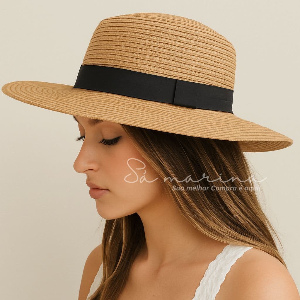 Chapéu De Praia Piscina Feminino Paris Palha Dobrável Elegante