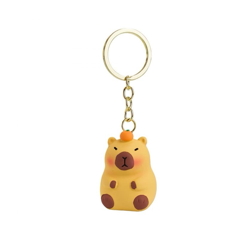 Chaveiro Capivara Laranja Resina 5cm