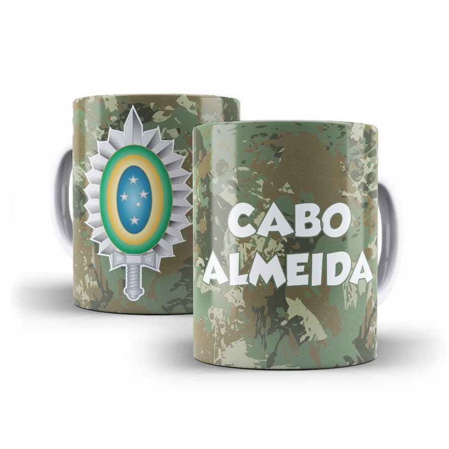 Caneca Porcelana Exército Brasileiro Camuflada com Nome
