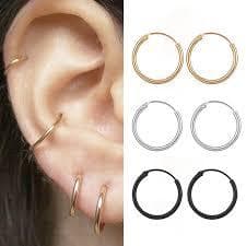 Brinco fino argola dourado prata pequena 13 mm 15mm 18mm masculino feminino unissex vem o par