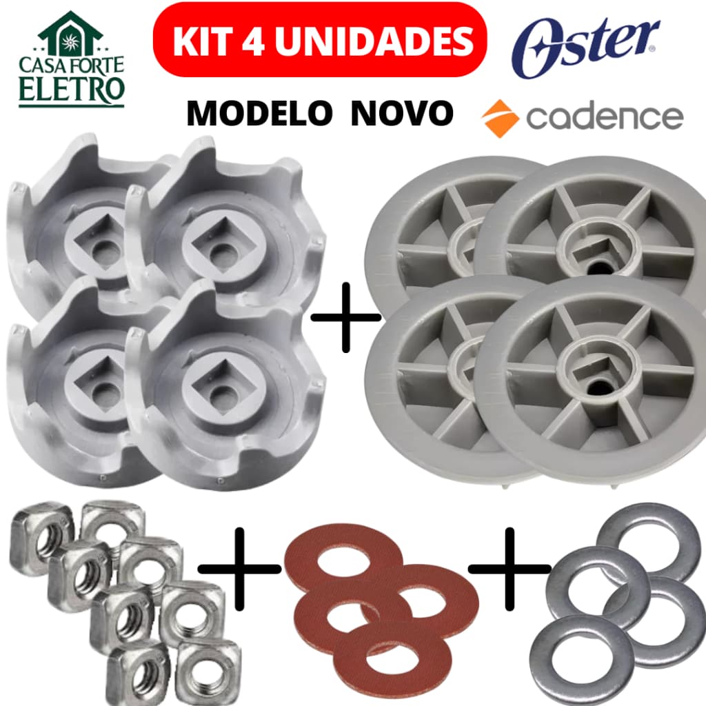 4 UN Arraste Reforçado Copo + Motor + Arruelas Oster Cadence Robust LIQ361 LIQ415 LIQ400 LIQ411 OLIQ605 OLIQ610 OLIQ619