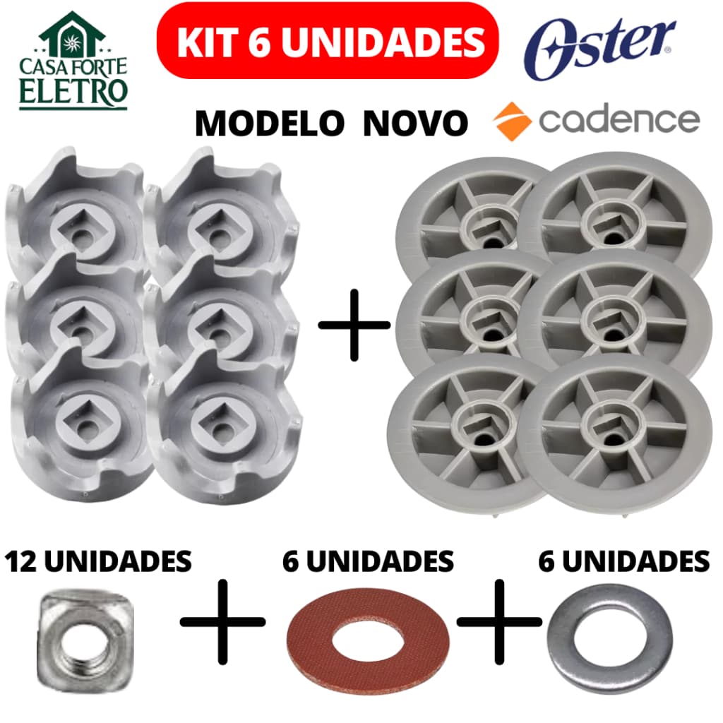6 UN Arraste Reforçado Copo + Motor + Arruelas Oster Cadence Robust LIQ361 LIQ415 LIQ400 LIQ411 OLIQ605 OLIQ610 OLIQ619