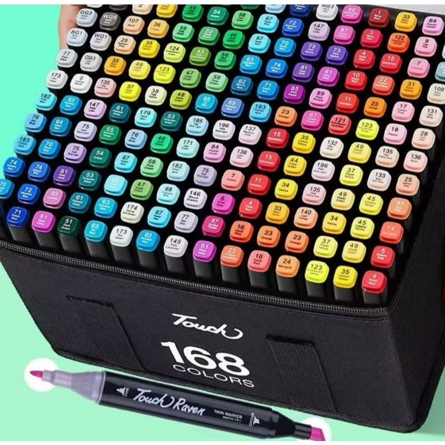 Canetas Marcadoras Dupla Ponta 24-168 Cores – Álcool e Óleo – Para Desenho, Escola e Presentes