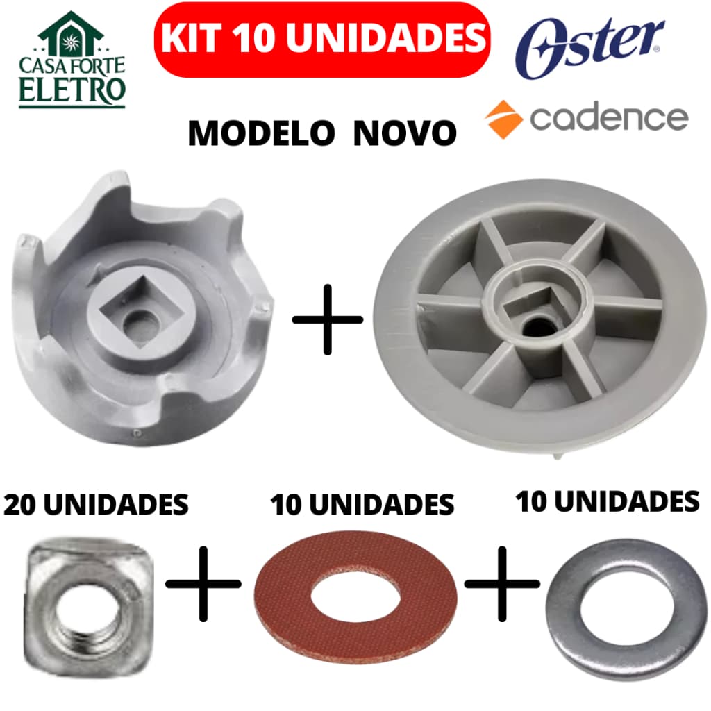 10 UN Arraste Reforçado Copo + Motor + Arruelas Oster Cadence Robust LIQ361 LIQ415 LIQ400 LIQ411 OLIQ605 OLIQ610 OLIQ619