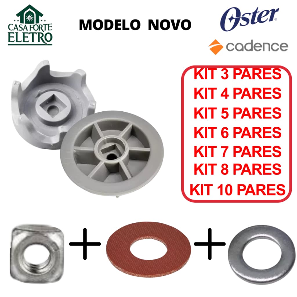 Arraste Reforçado Copo + Motor + Arruelas Oster Cadence Robust LIQ361 LIQ415 LIQ400 LIQ411 OLIQ605 OLIQ610 OLIQ619