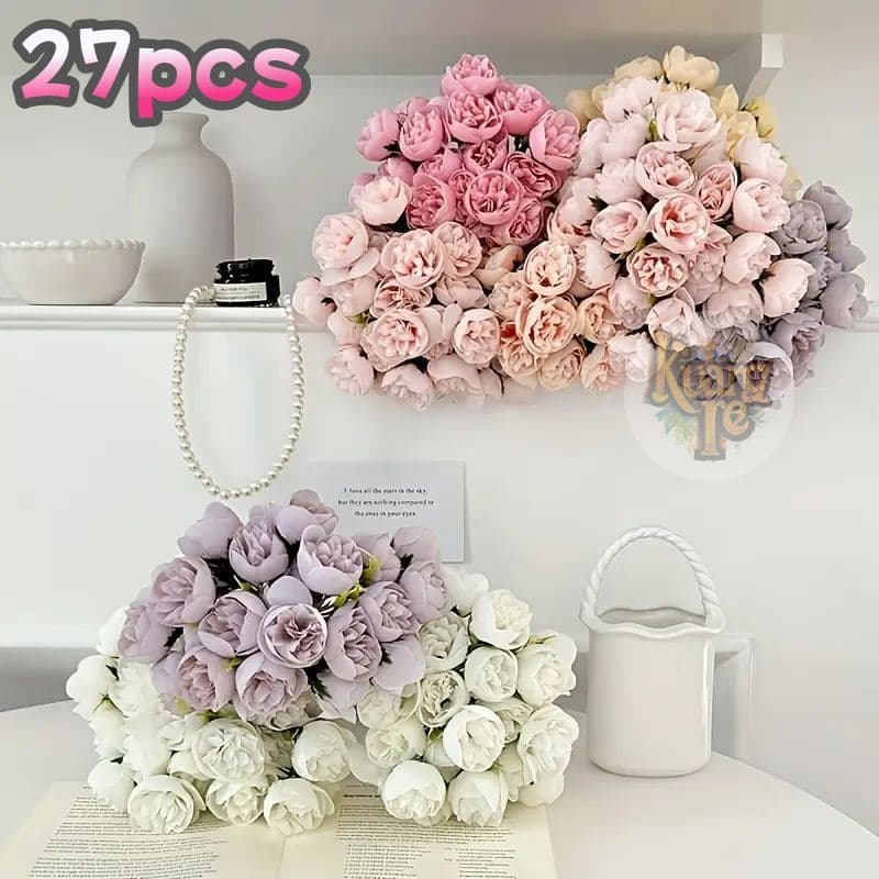 Flores Artificiais Contendo 27 Flores Rosa Artificial Arranjo De Flore Para Decoração De Casa Casamento Festas
