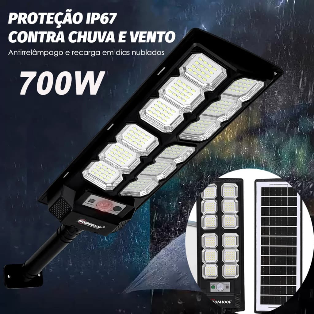 Kit 2 Luminária Solar LED Externa Com Sensor de Movimento 700w