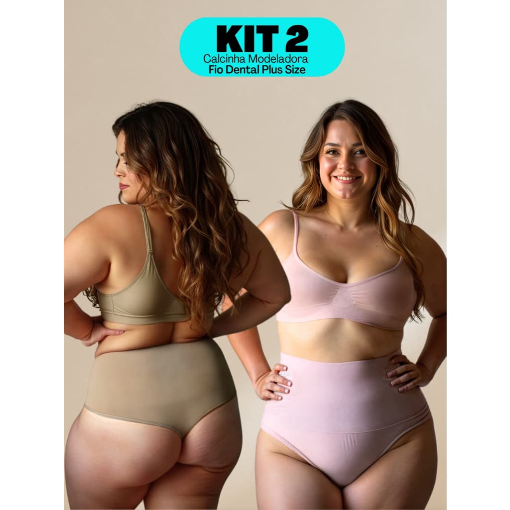 Kit 2 - Calcinha Modeladora Fio Dental Plus Size Sem Costura De Compressão Uniforme