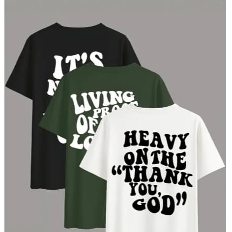 Kit 3 Camiseta Masculina Estampadas Streetwear Thank You God 100% Algodão