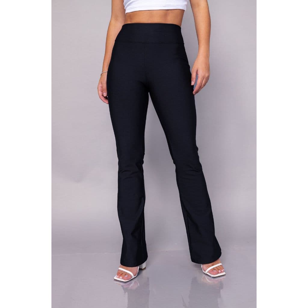 Calça Flare Legging Bailarina Flanelada Cintura Alta Zero Transparencia Academia