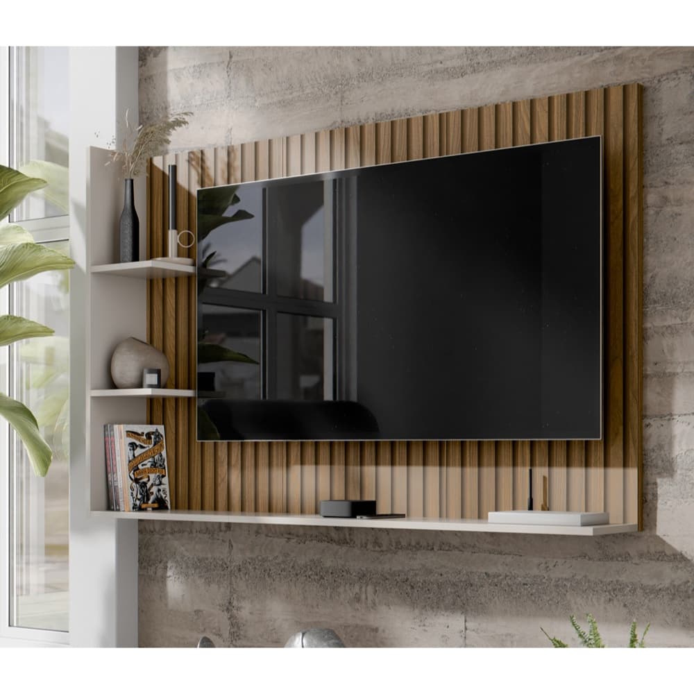 Painel Para TV 50 Polegadas Com Nicho E Prateleira Berlim Rack Suspenso - Quality Móveis
