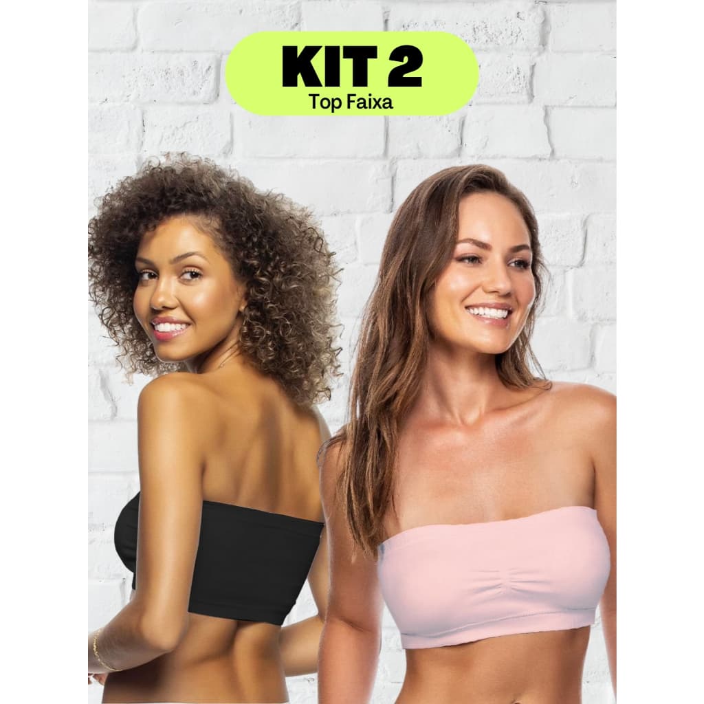Kit 2 Sutiã Bustiê Soutien Top Faixa Tomara Caia Com Bojo Removível S/ Alca Zee Ruci 0300-009