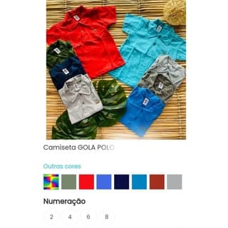 Camiseta Gola Polo Infantil Menino Tamanho P  M  G