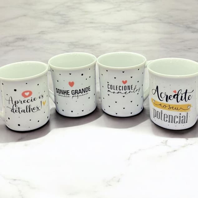 CANECA RETA DECORADA -150ML-GRATIDÃO  RETA SORTIDO-