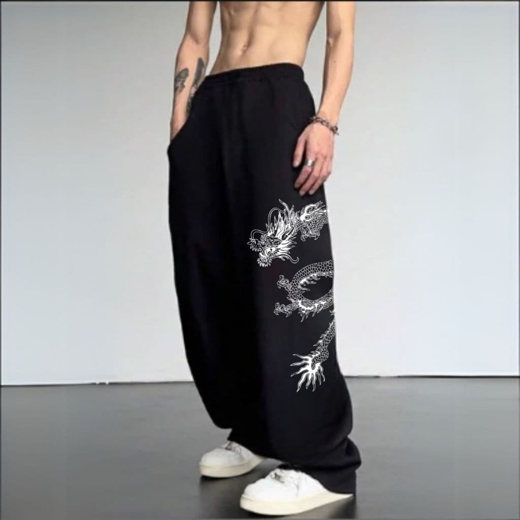 Calça Moletom Wide Estilo Oversized Largo Unissex  Dragon Style Streetwear Confortável