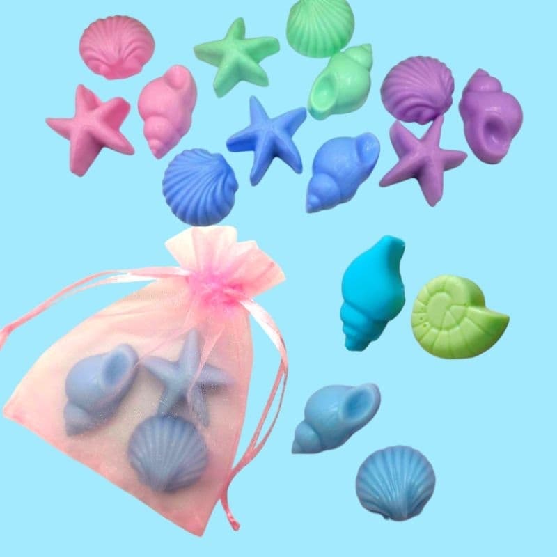 KIT DE LEMBRANCINHAS FUNDO DO MAR//sabonete conchas para lembrancinhas//conchinha no saquinho de Organza