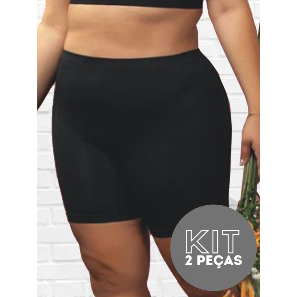 Kit 2 Short Bermuda Segunda Pele Plus Size Cintura Alta Anagua Sem Costura