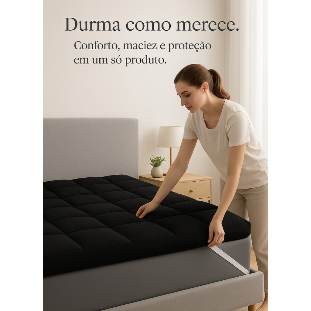 Pillow Top Protetor de Colchão 400 Fios Super Macio - Solteiro, Casal, Queen, King