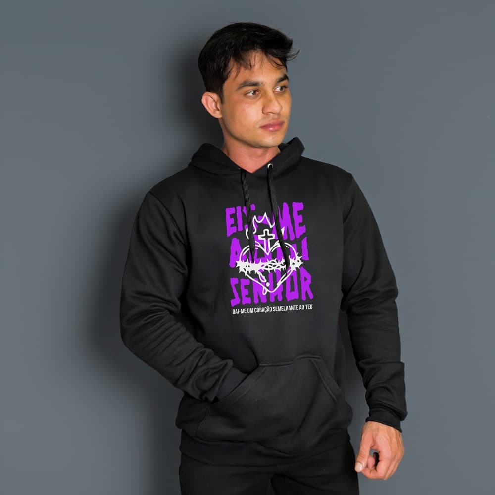 Blusa Blusão Moletom Canguru Eis Me Aqui Unisex Masculino e Feminino 60% Algodão Compre de Quem Fabrica C/ Qualidade