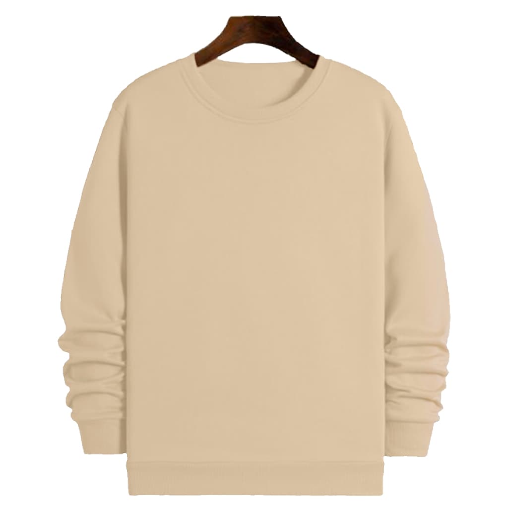 Blusa De Frio Moleton Bege Liso Careca Sem Capuz Moletom
