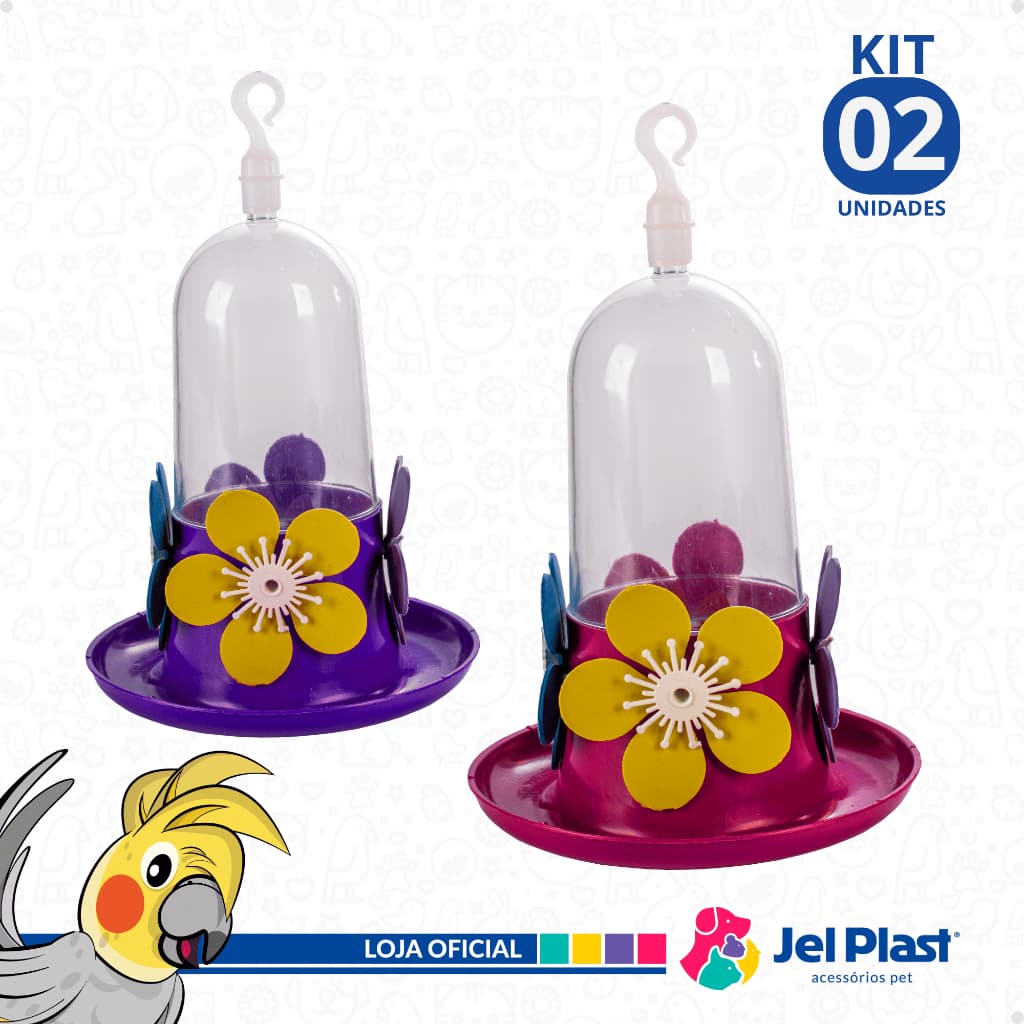 Kit Bebedouro Para Beija Flor Colibri Pássaro 250ml Jel Plast