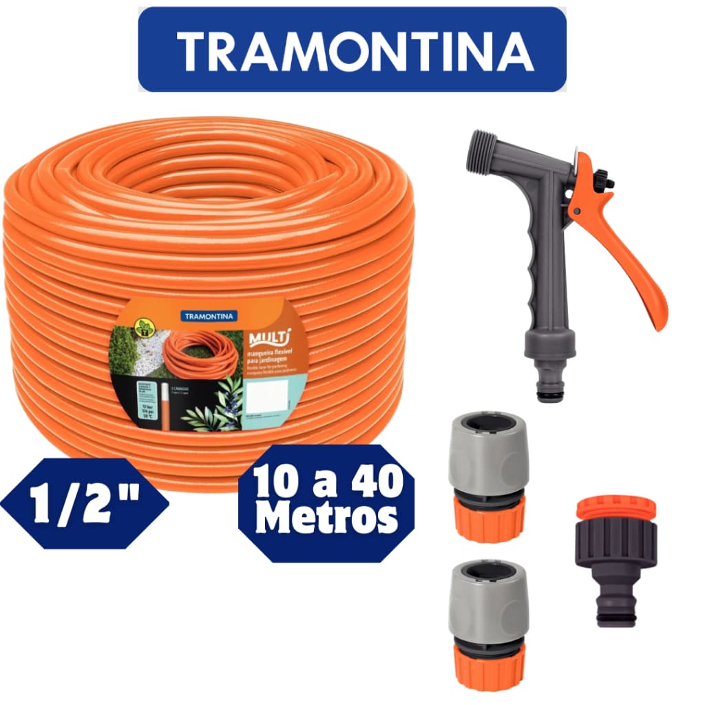 Mangueira 1/2 com Kit engate rápido hidropistola Tramontina