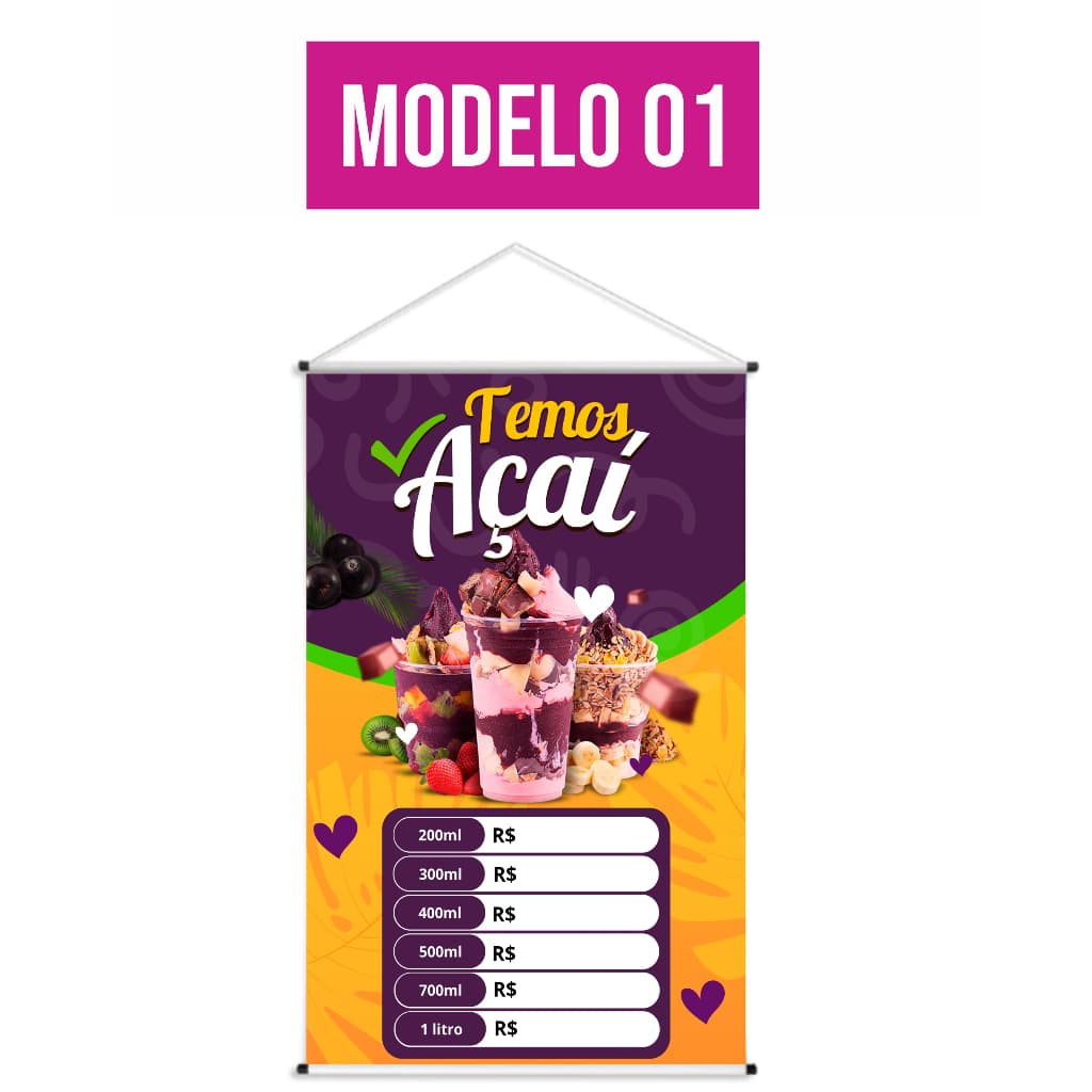 Banner LONA -  Pronto Açaí 60x90cm