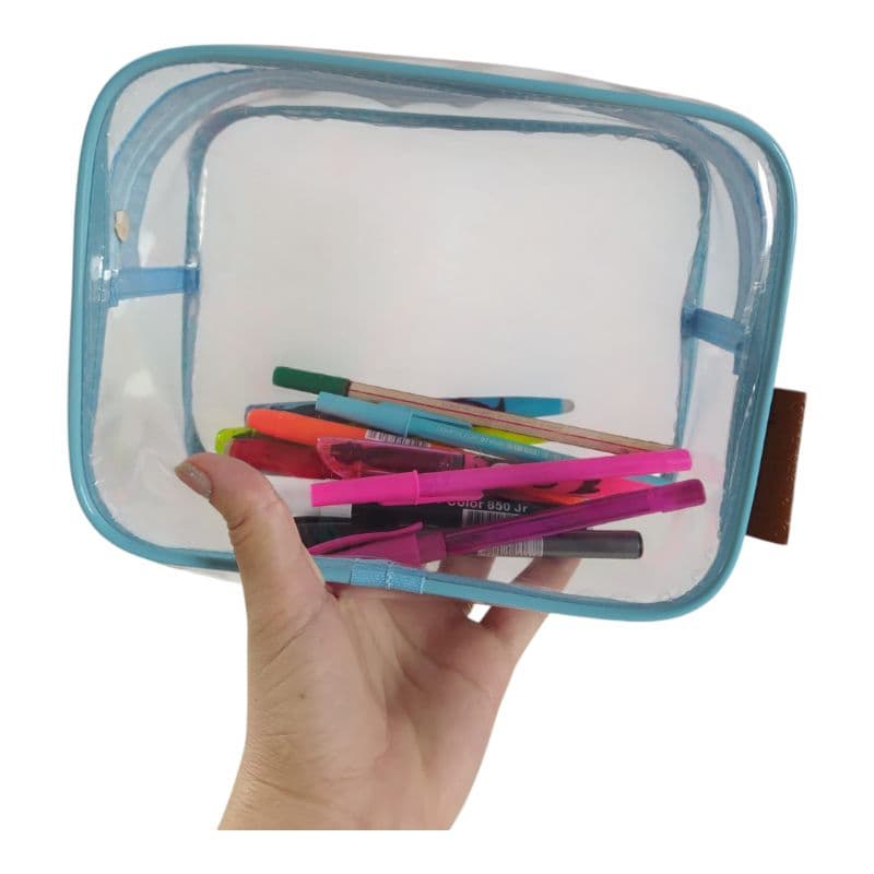 Nécessaire bolsa Organizadora em plástico transparente 20x15x8 maquiagem/viagem/maternidade/enfermagem