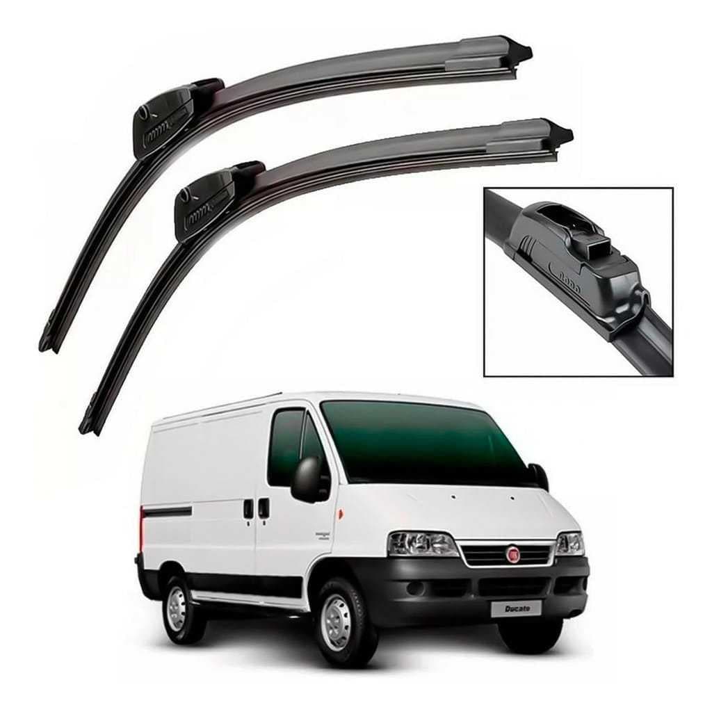 Par  Palhetas Limpador de Parabrisa Fiat DUCATO 1998 a 2018 Silicone