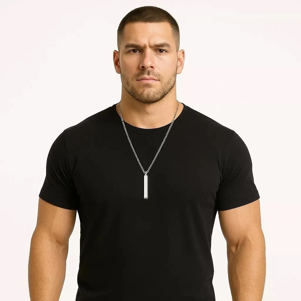 Colar Gargantilha Barrinha 3d Aço Inox masculina feminina
