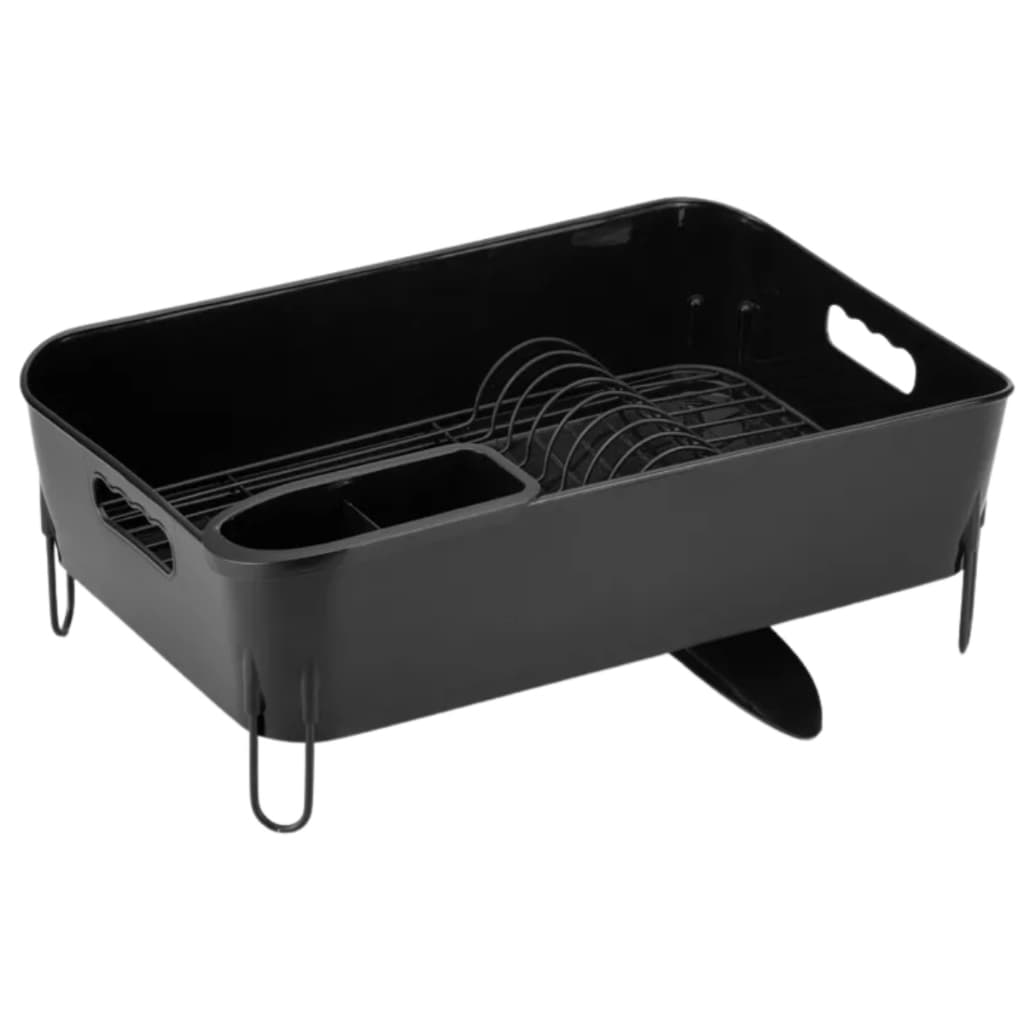 Escorredor De Louça Organizador De Pia 12 Pratos Copos Suporte Porta Talheres Deluxe Preto Arthi
