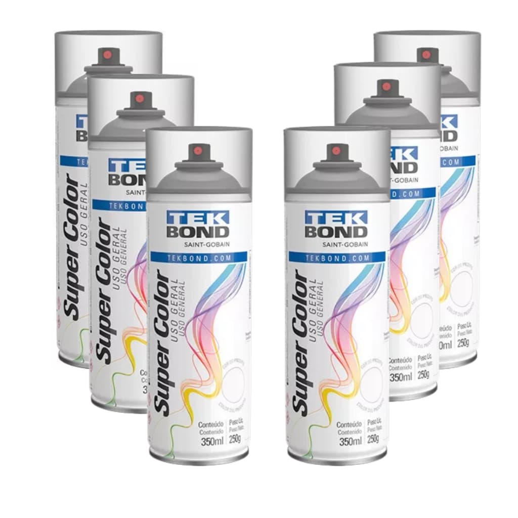 OFERTA - Verniz Spray Incolor Brilhante de Uso Geral 350ml Tekbond KIT COM 6