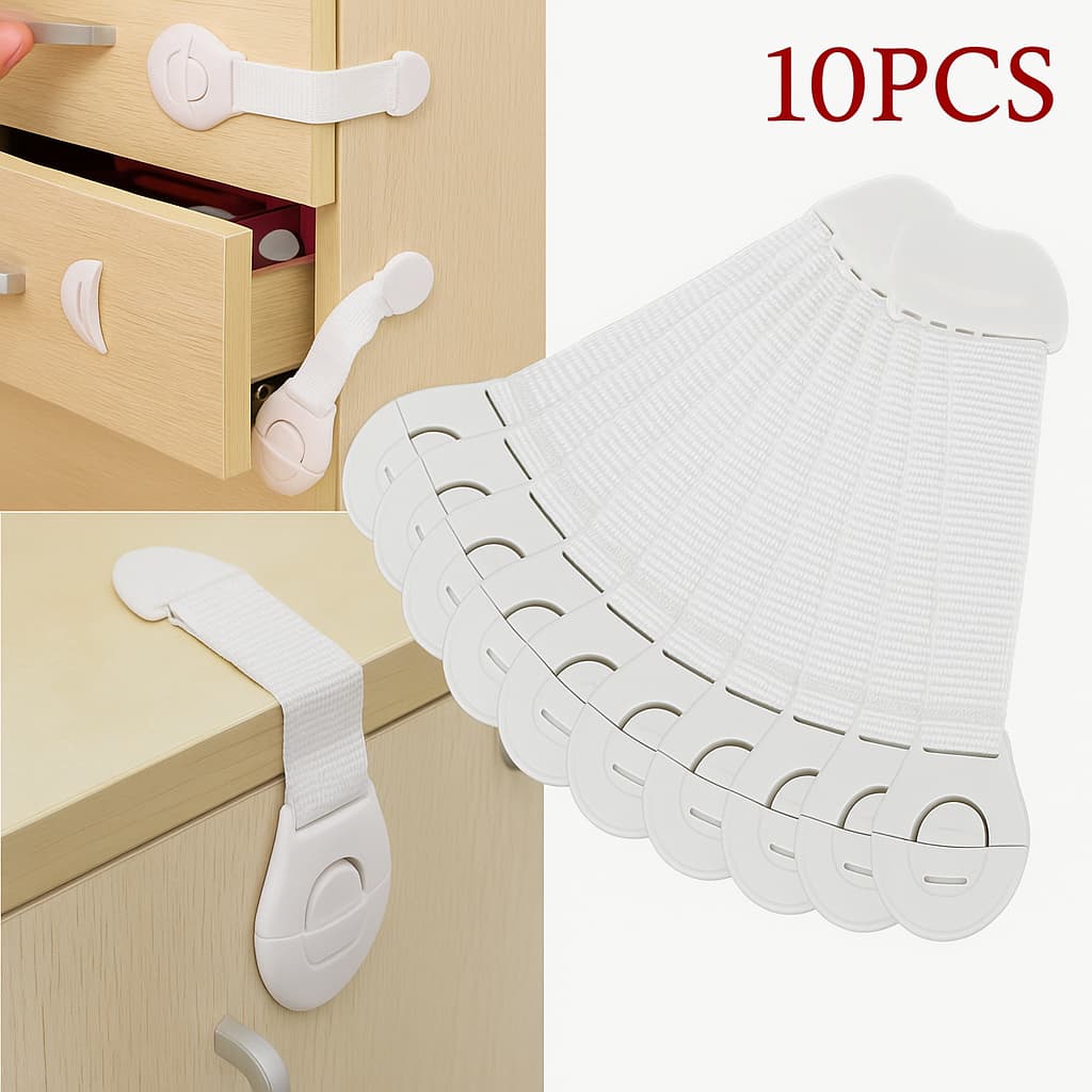 Kit 10 Travas Segurança P/ Armários Gavetas -Trava Infantil