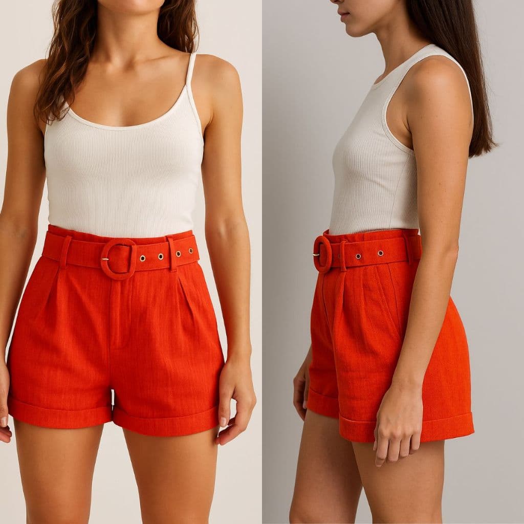 Shorts Feminino Alfaiataria com Cinto e Bolsos – Elegância e Conforto