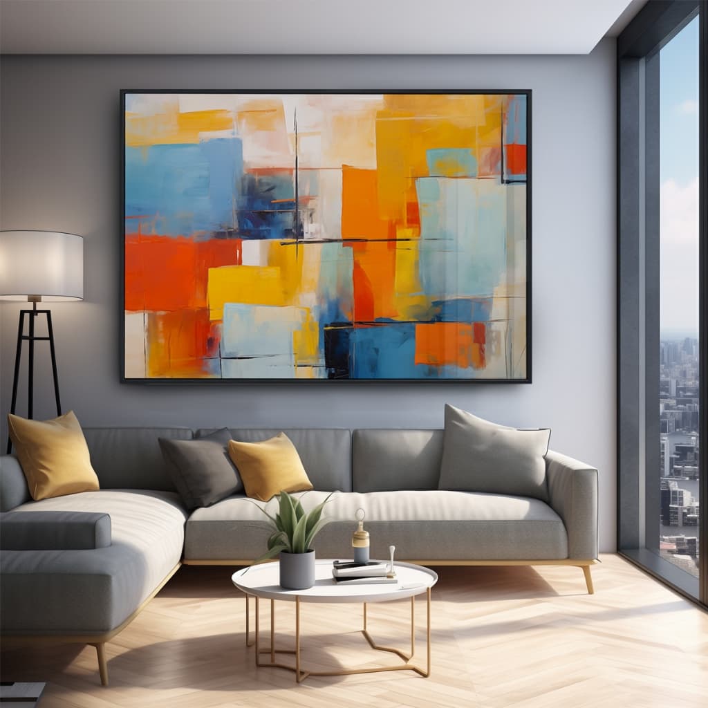 Quadro Decorativo Grande, Mosaico Urbano, Sala, Quarto, Escritório, Acabamento Luxo Moldura