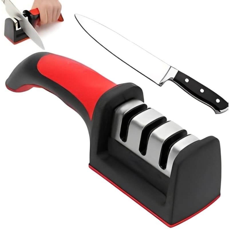 Amolador Afiador De Facas Em Aço Inox Profissional Com 3 Afiadores Profissional