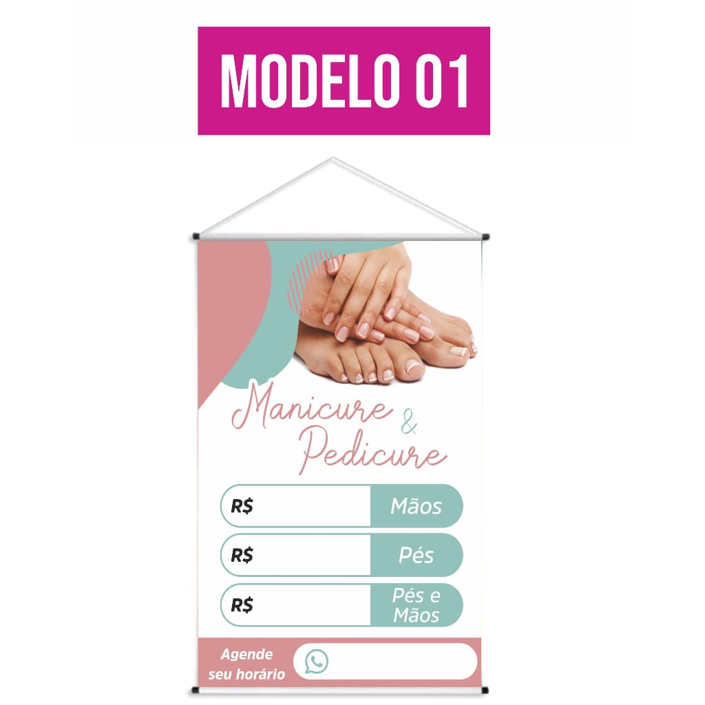 Banner LONA -  Manicure e Pedicure Modelo    60x90cm