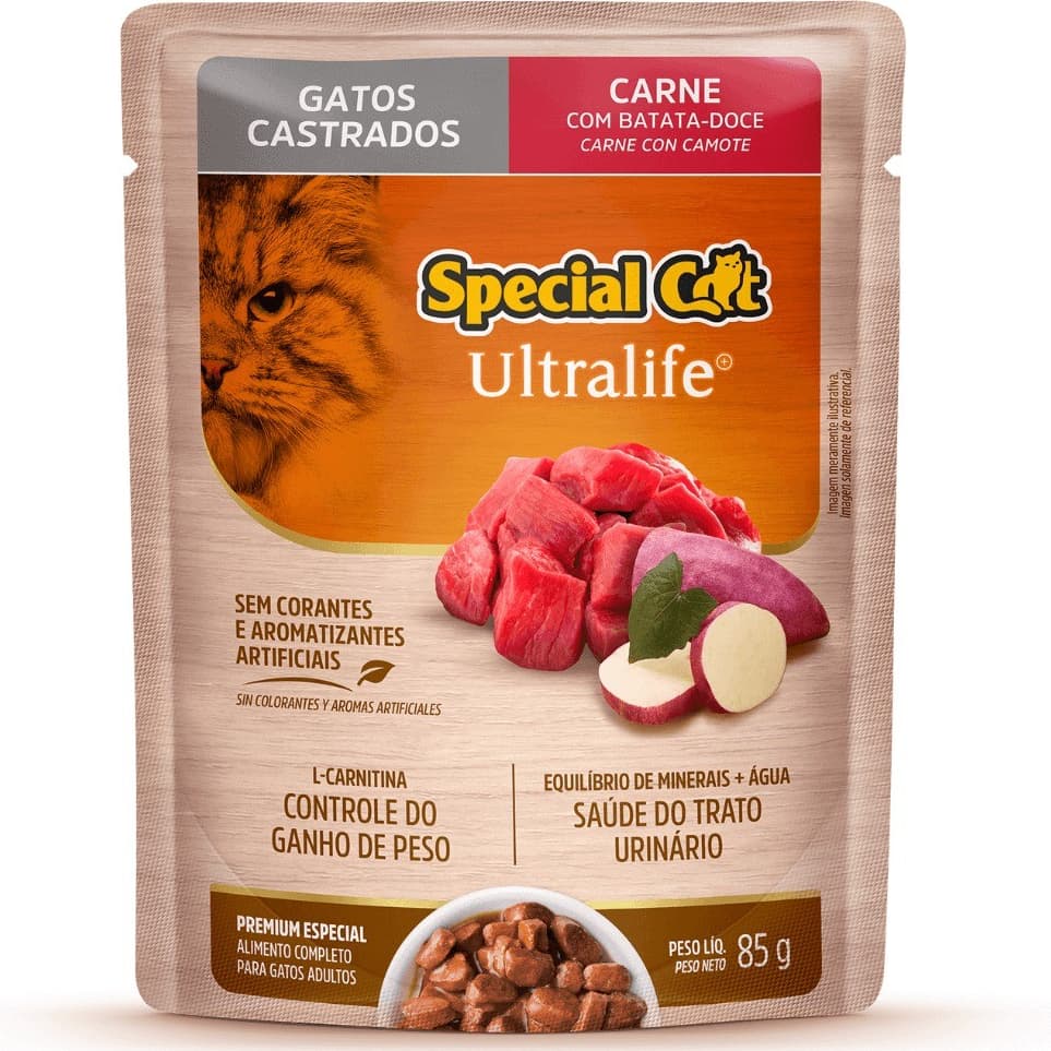 SACHÊ SPECIAL CAT GATOS ADULTOS CASTRADOS CARNE 85G