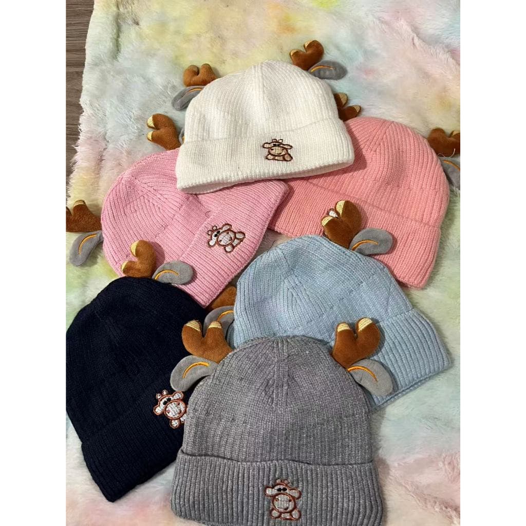 Touca de frio forrada de Bebê Infantil Gorro Boina boné chapéu de bichinho com chifre de alce menino menina