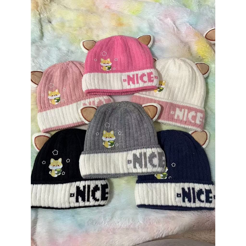 Touca de frio forrada Bebê Infantil Gorro Boina boné chapéu de bichinho com orelhinha de raposa menino menina