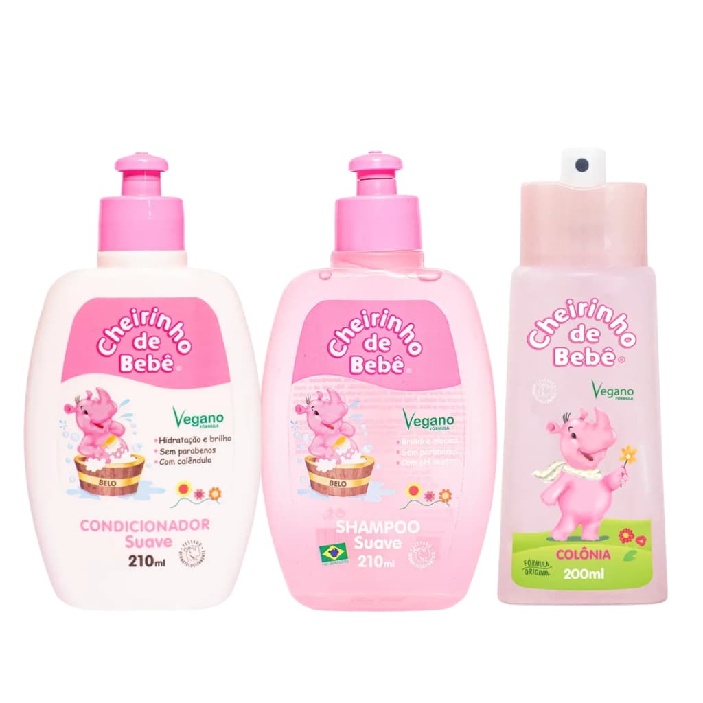 Kit Kanitz Cheirinho Bebê Rosa: Shampoo210ml +Condicionador 210ml+Colônia 200ml