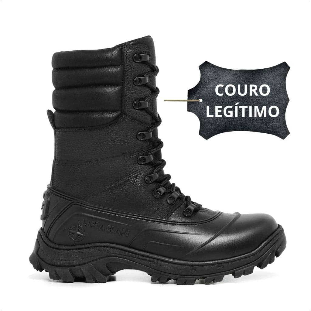 Bota Coturno Couro Legítimo Militar Tática Com Zíper Attack Reforçado Resistente a água Tiger Titan