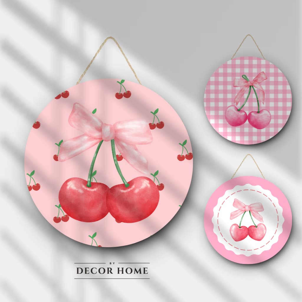 Quadro Redondo Decorativo Cereja Placa decorativa Decoração de Casa Quarto Cozinha Sala MDF