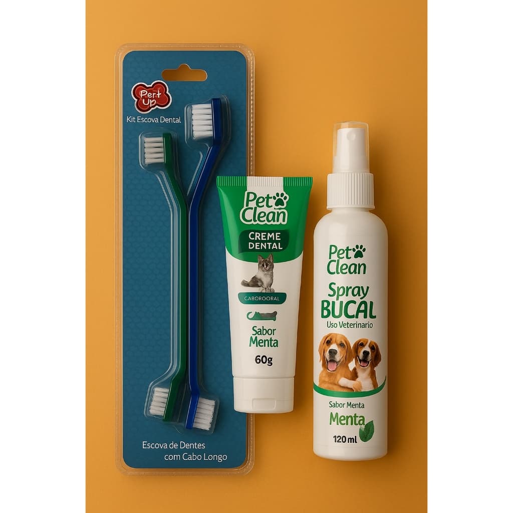 Kit Higiene bucal PET escova+ creme dental+ spray bucal
