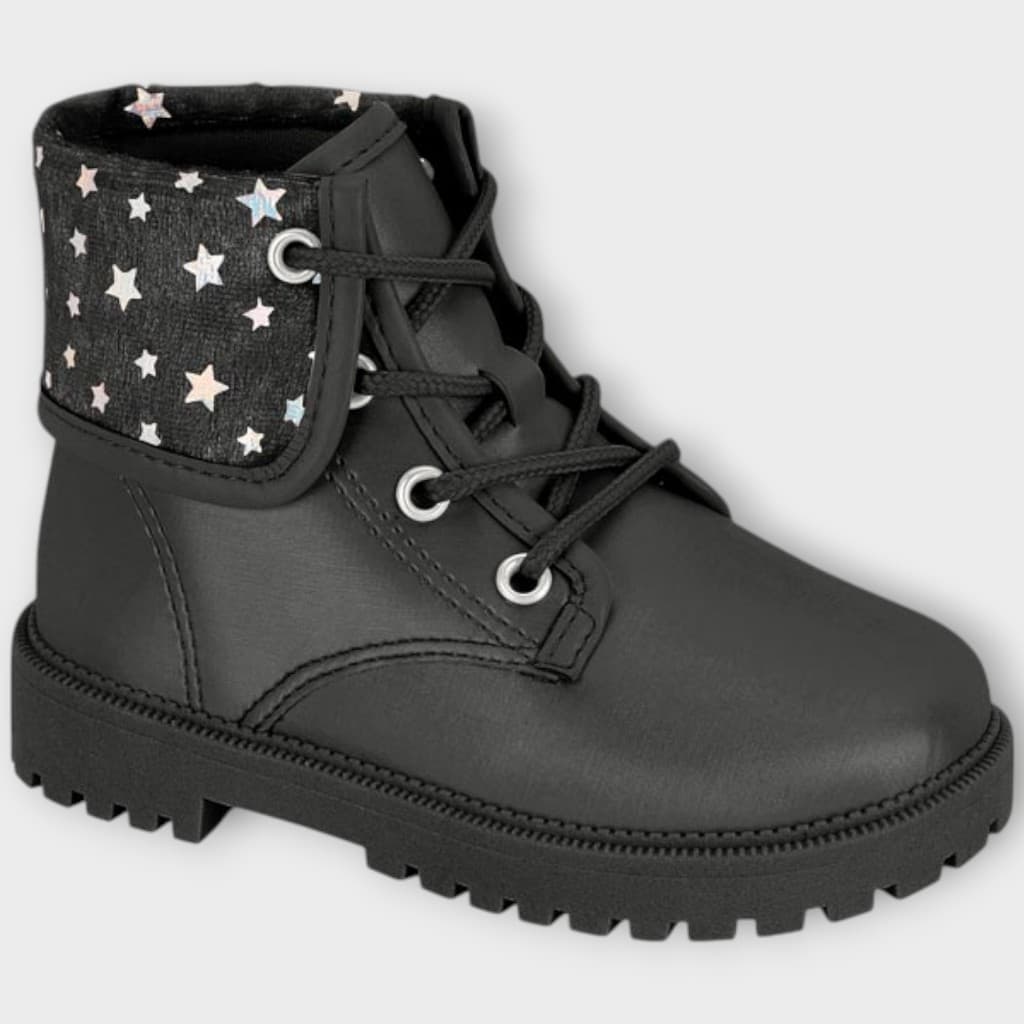 Bota de Menina Infantil Molekinha Original Bebê Neném Criança Fácil Calce Estrelinhas Holográfica