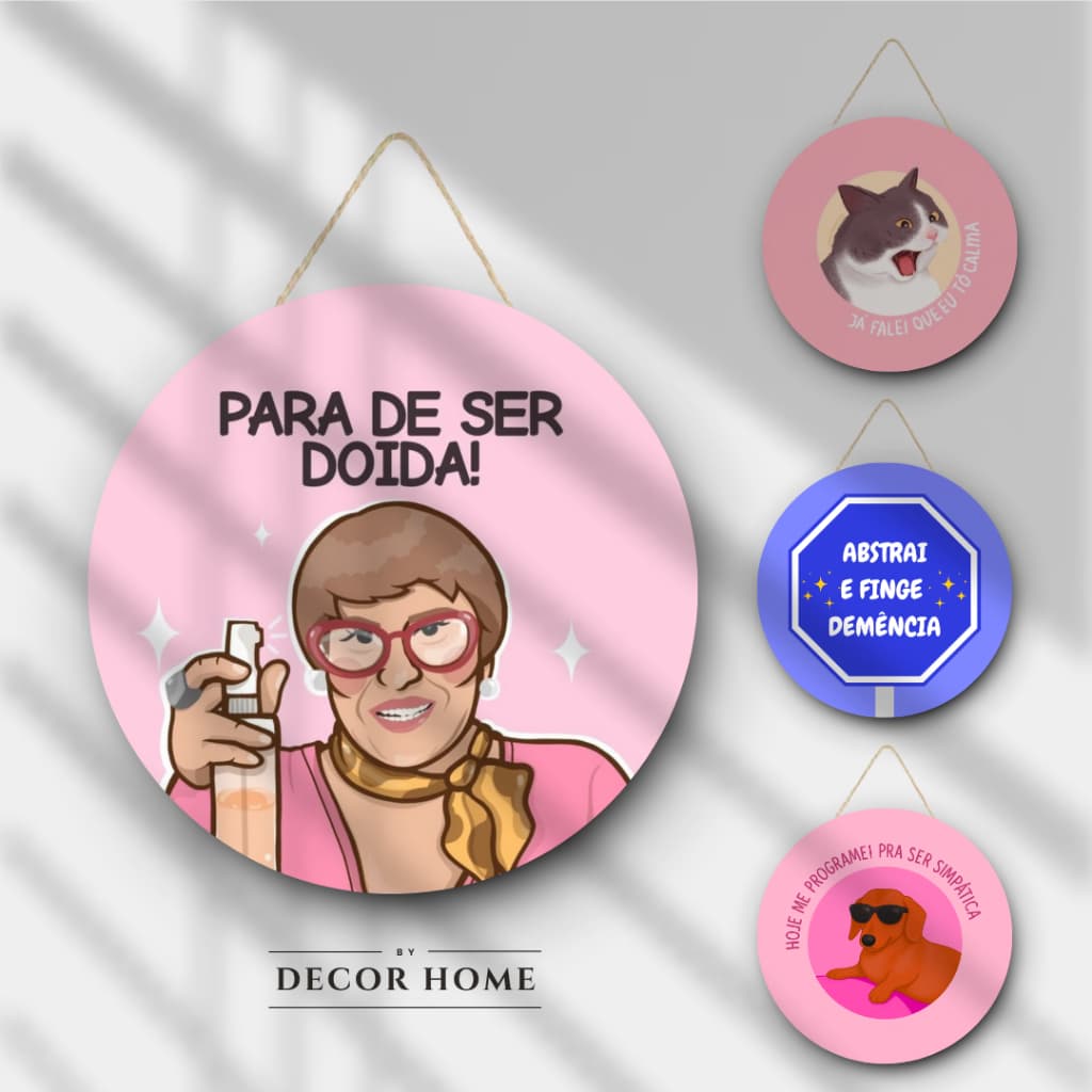 Quadro Redondo Decorativo Memes engraçadas Decoração de Casa Cozinha Quarto Placa Decorativa MDF