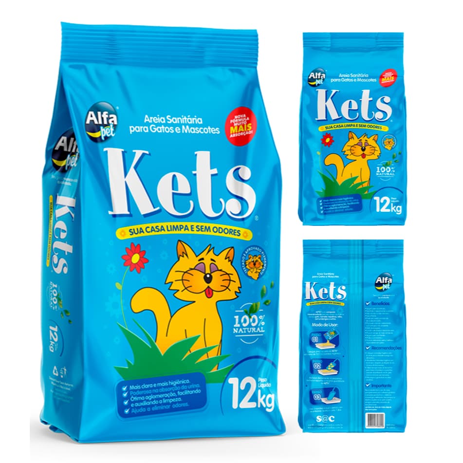 Areia Higiênica para Gatos KETS 12 KG tipo pipicat
