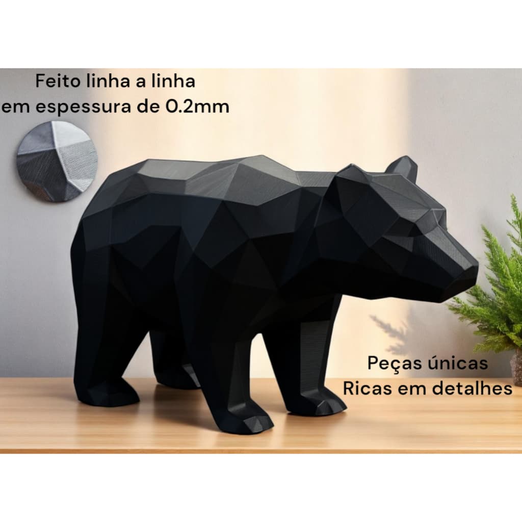 URSO DECORAÇÃO MODERNA MINIMALISTA LOW POLY