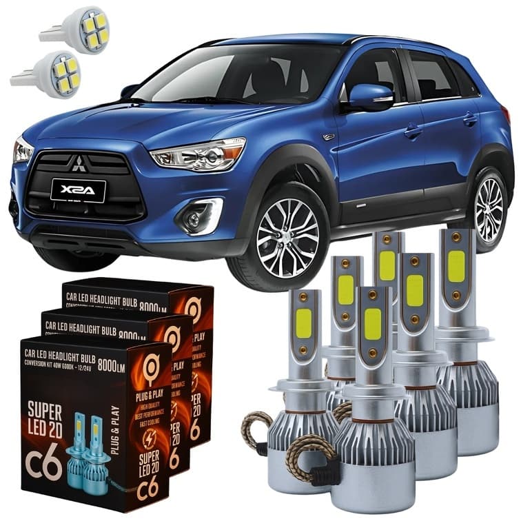 Kit Lâmpadas Super Led C6 Mitsubishi ASX 2010 Em Diante + Pingo Led T10 - Lâmpadas de Led